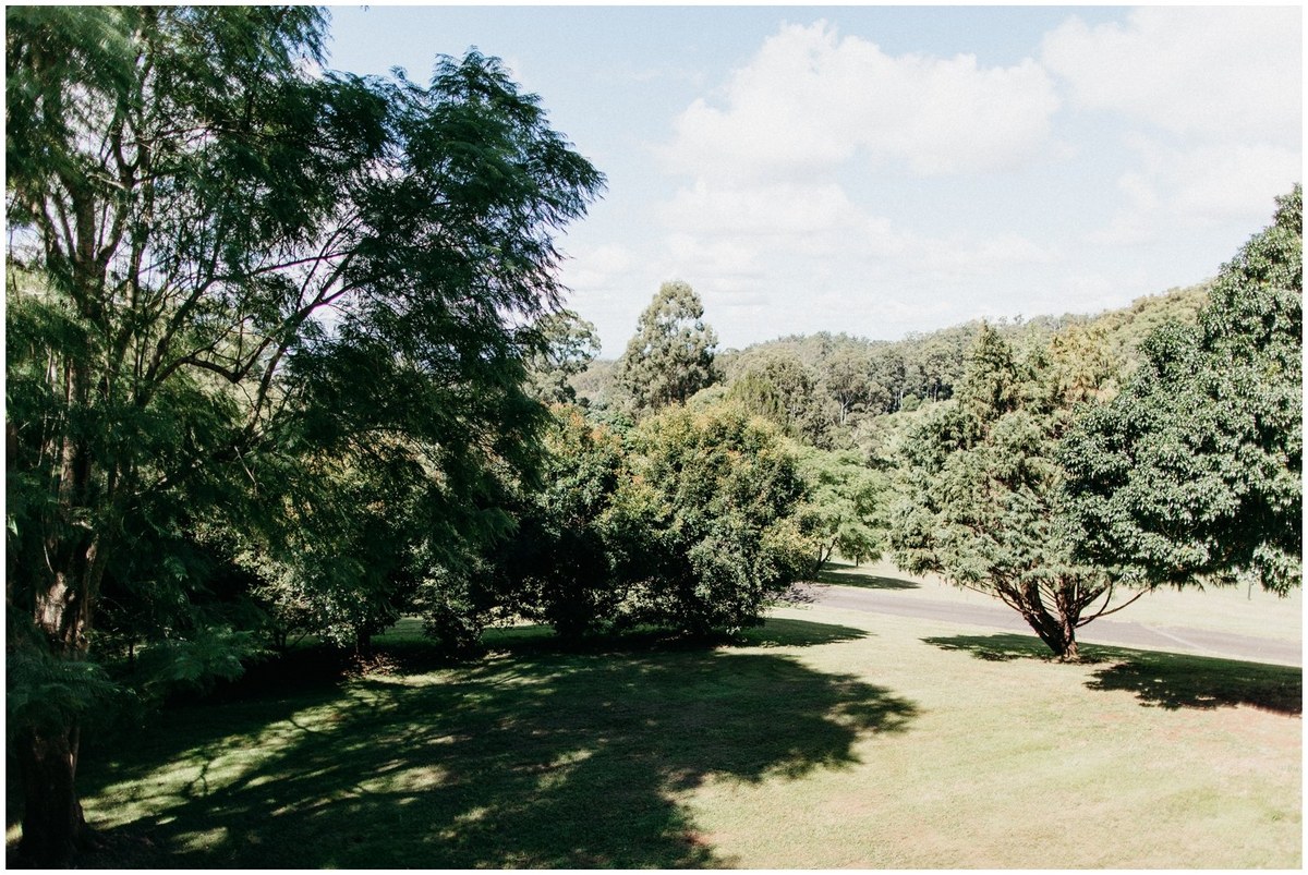 A green valley and wooded lawn at The Woods Ravensbourne. Photograph by documentary wedding photographer Joshua Mikhaiel.