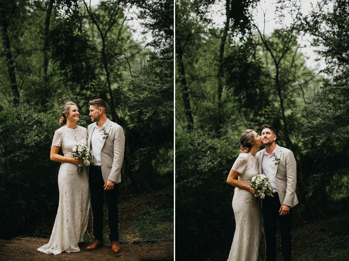 The bride and groom stand together among the flowers in two portraits. Photograph by documentary wedding photographer Joshua Mikhaiel.